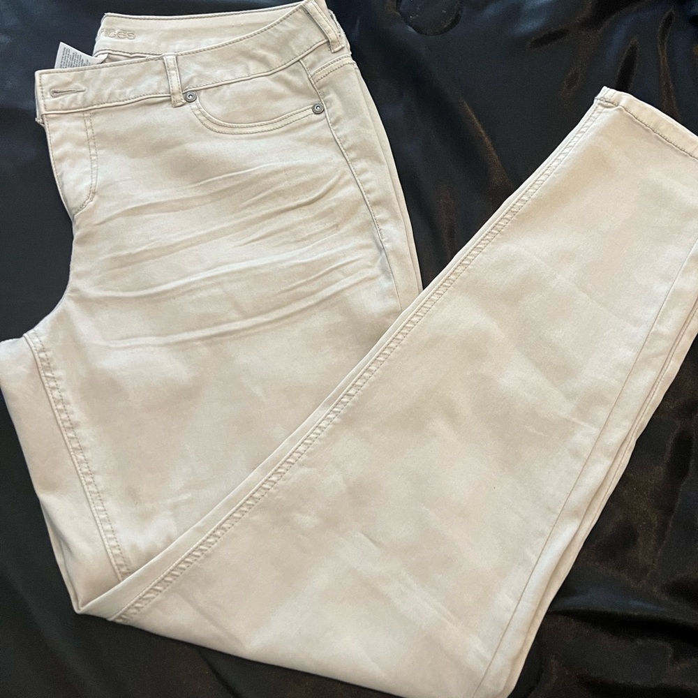 Grey/tan jeggings from Maurice’s.